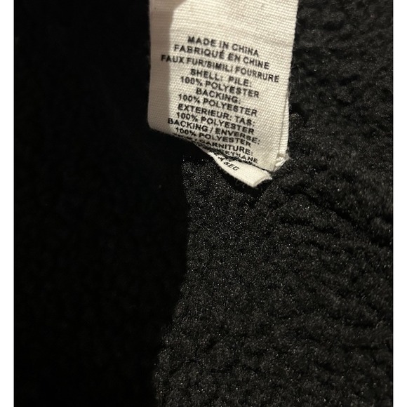 AVEC LES FILLES Shearling Moto Jacket Faux Vegan Leather Oversized Black Sz XS‎ - Picture 4 of 8